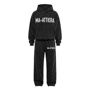 Conjunto Deportivo de Dos Piezas para Mujer, Sudadera con Capucha Negra Extra Grande, Pantalones Deportivos Anchos con Estampado Gráfico, Ropa Casual de Calle - Product Image 3