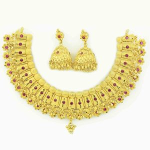Ensemble collier et boucles d'oreilles pour femmes en or plaqué 14K 18K 24K, design floral, bijoux de mode traditionnels pour mariage, vente en gros - Product Image 3
