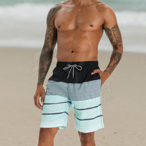 Short de bain de style de rue pour hommes 100% coton toile tissu nouvel été couleur unie vêtements de plage décontracté imperméable à séchage rapide - Product Image 6