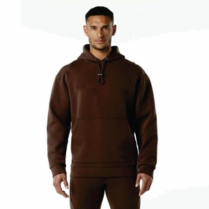 Sudadera con capucha de hombro caído de gran tamaño de mezcla de algodón básico de lujo logotipo personalizado de peso pesado Sudadera con capucha para hombre ropa de calle suave y cálida - Product Image 1