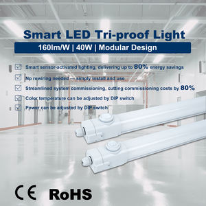 مصباح LED مقاوم للماء <span class=keywords><strong>IP65</strong></span> مع مستشعر حركة PIR، 30 واط، 2 قدم و4 قدم، قابل للربط، إضاءة عالية لمواقف السيارات والممرات - Product Image 2