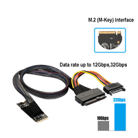Cable M.2 M-key a U.2 SFF-8639 con Conector SATA Hembra de 15 Pines, 32Gbps, 22x60mm, en Stock