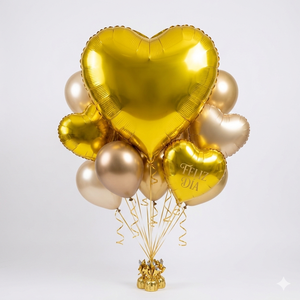 Globo de Helio con Forma de Corazón Dorado para Fiestas, 24'/60cm, Modelo 44048, Estilo Perla, para el Día de la Madre, Graduación, Año Nuevo Chino, España - Product Image 3