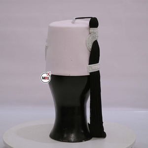 Doi ararat FEZ ปักด้วยมือสีขาวแท่งสี่แถวขนแกะ fezzes กับศาลและหมายเลข4สามแถวผ้าสักหลาดสีขาว - Product Image 4