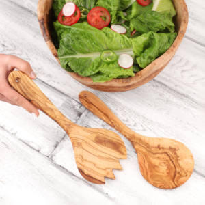 Handmade Olive <b>Wood</b> <b>Salad</b> <b>Servers</b> Set 2-Piece Spoon Eco-Friendly & Sustainable - Product Image 3