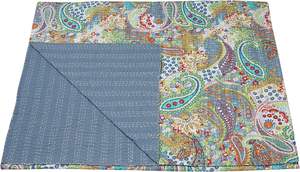 Edredón Kantha con estampado de Cachemira gris, ropa de cama india, colcha hecha a mano, manta Bohemia de algodón, acolchado bohemio Hippie - Product Image 6