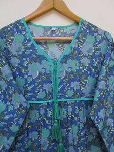 ชุดเดรสคาฟตันพิมพ์ลายดอกไม้สไตล์โบฮีเมียนของผู้หญิงชุดเดรสใส่เดินชายหาดธรรมชาติมีกระดุม3/4ชุดเดรสลำลองซักได้สำหรับงานเลี้ยงตอนเย็น - Product Image 4