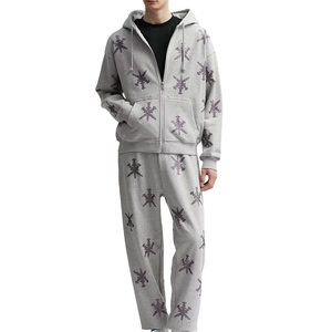 Survêtement en strass pour homme sur mesure, cousu, personnalisé, décontracté, anti-rides, respirant, confortable, survêtement en strass - Product Image 1