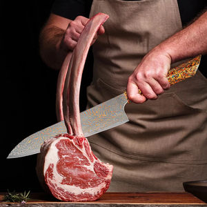 Couteau de cuisine en acier cuivré bicolore, manche laqué traditionnel, couteau tranchant pour trancher la viande et le poisson - Product Image 3