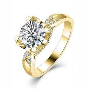 แหวนหมั้นทรงกลมแบบ RITZIN ประดับเพชรแบบซ่อนในวงแหวน สำหรับผู้หญิง สีโรสโกลด์และสีเงิน พร้อมเพชรเลี้ยงในห้องปฏิบัติการ - Product Image 1