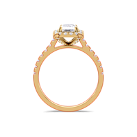 Anillo de Compromiso y Boda con Diamante Cultivado en Laboratorio, Corte Radiante de 1 Quilate, Certificado por IGI, con Halo, en Oro Amarillo/Blanco/Rosa de 18K, con Pavé