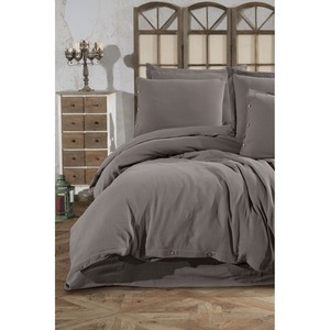 Juego de Funda Nórdica Doble de Muselina 100% Algodón - Lujo Natural Transpirable con Técnica de Tejido para Ropa de Cama del Hogar, Cama Individual, King, Sólido y Cálido - Product Image 2
