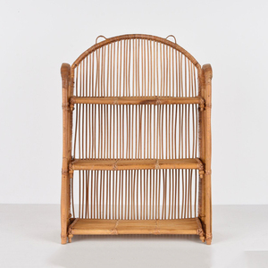 Estante plegable de pie de bambú y ratán con 3 niveles, se puede doblar para organización del hogar, artesanía decorativa al por mayor - Product Image 1