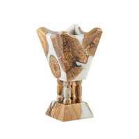 Brûleur de Bakhoor en résine blanche de luxe et bois d'acacia naturel, encens indien fait main longue durée, parfum d'ambiance anti-odeur pour la maison