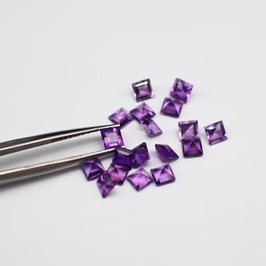 Piedra suelta de amatista púrpura Natural, corte Asscher cuadrado de 4mm para hacer joyas, corte cuadrado de Pan de Azúcar, piedra púrpura Natural - Product Image 4