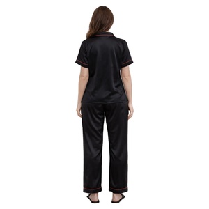 Conjunto de Pijama de Satén para Mujer OEM Samavia – Conjunto de Pijama de Poliéster y Spandex Suave con Ribete en Contraste, Ropa Cómoda para Descansar y Dormir - Product Image 2