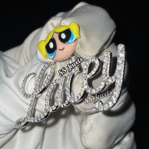 Collier avec pendentif en diamant de laboratoire VVS en or massif 10 carats jaune/blanc/rose, unisexe, avec inscription personnalisée, lettre cursive glacée, pendentif hip-hop en diamant, cadeau - Product Image 5