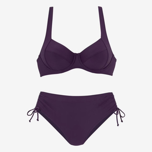 Women's Purple Two Piece <b>Bikini</b> <b>Set</b> Push Up Bra High Waist Bottom Spandex Polyester Swimwear - Product Image 2