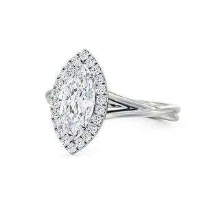 Anillo de compromiso con halo de diamantes de corte marquesa cultivados en laboratorio de alta calidad, banda de boda vintage retorcida para fiesta, joyería de moda. - Product Image 5