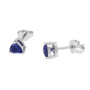 Orecchini a Perno Trendy in Argento Sterling 925 con Tanzanite Taglio Trillion da 4mm, Gioielli Classici di Alta Qualità - Product Image 2