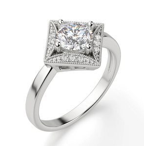 Anillo de compromiso de moissanita de Halo de corte redondo con marco de princesa, anillo de plata de ley para mujer, anillo de moissanita de nuevo diseño para mujer - Product Image 2