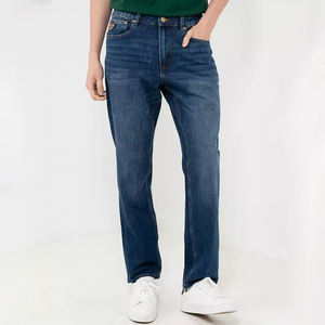 Pantalones vaqueros rectos de cintura alta para hombre, patrón sólido, temporada de primavera, mezclilla lavada transpirable con estilo de calle global - Product Image 4