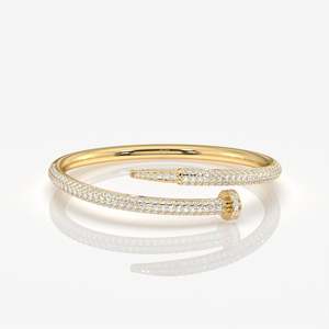 Elegant 14K Gold <b>Bracelet</b> with Simple Round Cut Lab Grown Diamond Diamond <b>Bangles</b> & <b>Bracelets</b> Product Category - Product Image 1