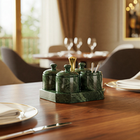 Ensembles de condiments modernes en marbre de qualité supérieure avec pompons pour sel et épices, Décoration de luxe pour la maison Diwali, Restaurants, Vente en gros, Commandes personnalisées, Faible coût