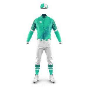 Maillot de baseball vert pour homme, manches longues, col boutonné, polyester anti-humidité, uniforme toutes saisons, coupe classique, numéros d'équipe - Product Image 1