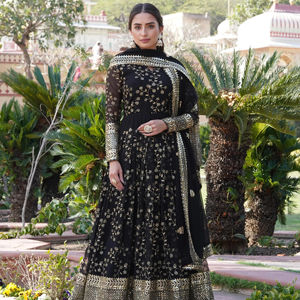 Designer Women's Gown, Faux Blooming with Rich Thread Sequins Designer Wedding Wear Gown, Party Wear Designer Gown. - Product Image 3