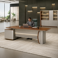 Bureau de direction contemporain 2600 mm avec armoire latérale réversible, boîte de gestion des câbles multifonction et serrure à combinaison