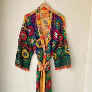 Belle Broderie Phulkari Kimono Demoiselle D'honneur Phulkari Kimono Miroir Travail Kimono Long Phulkari Kimono Robes Femmes Cadeau Pour Elle - Product Image 1