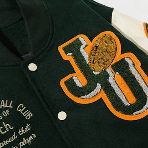 Vestes de baseball en laine unie en vrac, lettres brodées personnalisées, étiquette privée, vente en gros, veste universitaire vierge pour homme - Product Image 3