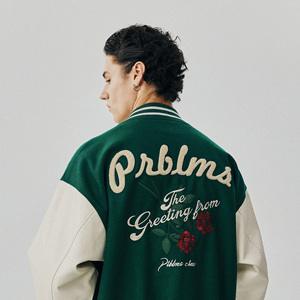 Custom Logo Wool Chenille Embroidery Baseball Letterman <b>Jackets</b> <b>Men</b> Vintage Blank Leather Sleeve Varsity <b>Jacket</b> - Product Image 4