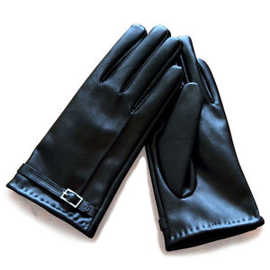 Gants en cuir d'hiver pour femmes, compatibles avec les écrans tactiles, doublés, coupe-vent, chauds, pour la conduite, en provenance du Pakistan - Product Image 2