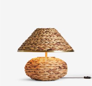 Tự nhiên zephie <span class=keywords><strong>handmade</strong></span> Boho bảng đèn dệt cỏ biển và mây bóng tối giản sắt cơ thể DC điện Tiffany phong cách ánh sáng - Product Image 1