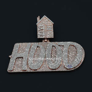 14 KT จี้ฮิปฮอปสีขาวและสีโรสโกลด์ประดับเพชรเม็ดกลมเพชรเพชรแบบสดใสเพิ่มความคมชัดของ VVS - Product Image 1