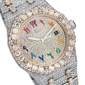 Reloj Mecánico Automático de Lujo de Acero Inoxidable con Incrustaciones de Moissanita VVS Estilo Hip Hop, Probador de Diamantes, Joyería de Cuero de Moda al por Mayor - Product Image 2