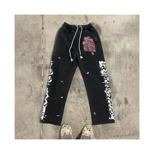 High Quality Casual Wear Acid Wash Breathable Fleece Sweat Pants Latest Design Men's <b>Trouser</b> Plain Dyed Pleated Front <b>Drawstring</b> - Product Image 1