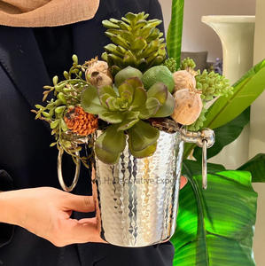 Macetas de aluminio de alta calidad con mango de alas de Metal dorado, mejor precio, jarrón de mesa de Navidad, decoración, venta directa - Product Image 4