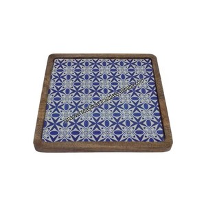 Venta al por mayor de plato de madera de alta calidad Plato cuadrado impreso para aperitivos fruta postre y dulces - Product Image 3