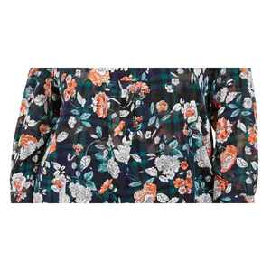 Haut en mousseline de soie bleu marine pour femme Tommy Hilfiger, imprimé floral, col fendu, style décontracté, taille 3X - Product Image 3