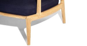 Chaise de loisirs en teck massif pour l'intérieur et l'extérieur, avec dossier en sangles tressées et assise rembourrée, pour la maison et le salon - Product Image 5