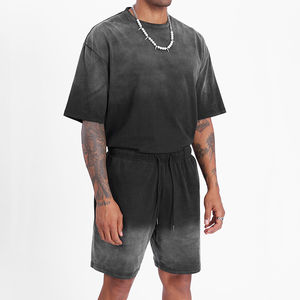 Vente en gros 100% coton respirant écologique goutte d'épaule surdimensionné 240GSM T-Shirts lâche Vintage Shorts ensemble vêtements de sport deux - Product Image 1