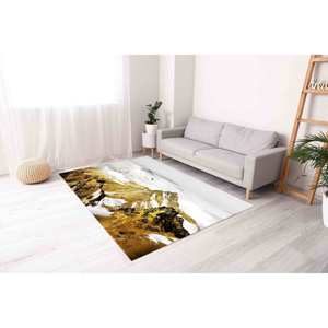 พรมพิมพ์ลายภูเขาทอง - พรมลายวิวทิวทัศน์สมัยใหม่ ทำความสะอาดง่าย พรมกำมะหยี่ - Product Image 3