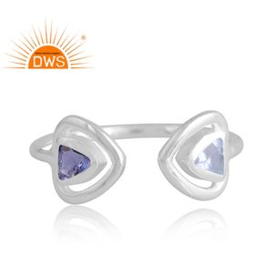 Nouveau Design élégant 925 argent Sterling naturel bleu topaze et iolite bague en pierres précieuses conception personnalisée bijoux pour femmes cadeau pour elle - Product Image 4