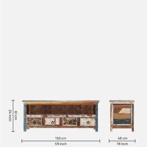 Soporte de TV de madera recuperada con acabado envejecido ecléctico Azealia/consola de hasta 55 pulgadas para sala de estar - Product Image 2