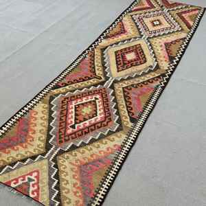 3x10.3 ft Turkish <b>Runner</b> Rug, <b>Red</b> Brown Vintage Oriental Wool Rug - Product Image 2