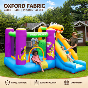 Doctor Dolphin Castello Gonfiabile Residenziale in Tessuto Oxford con Scivolo per Bambini, per Giardino di <span class=keywords><strong>Casa</strong></span> - Product Image 1