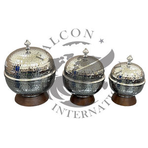 กระปุกใส่ขนมและผลไม้อบแห้ง ดีไซน์หรูหรา ทำจากอะลูมิเนียมและไม้ ชุบเงินและทอง พร้อมฝาปิดแบบกำหนดเอง สำหรับใช้ในบ้านและงานแต่งงาน - Product Image 3